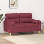 Quinto - 2-sits soffa med prydnadskuddar vinröd 120 cm tyg