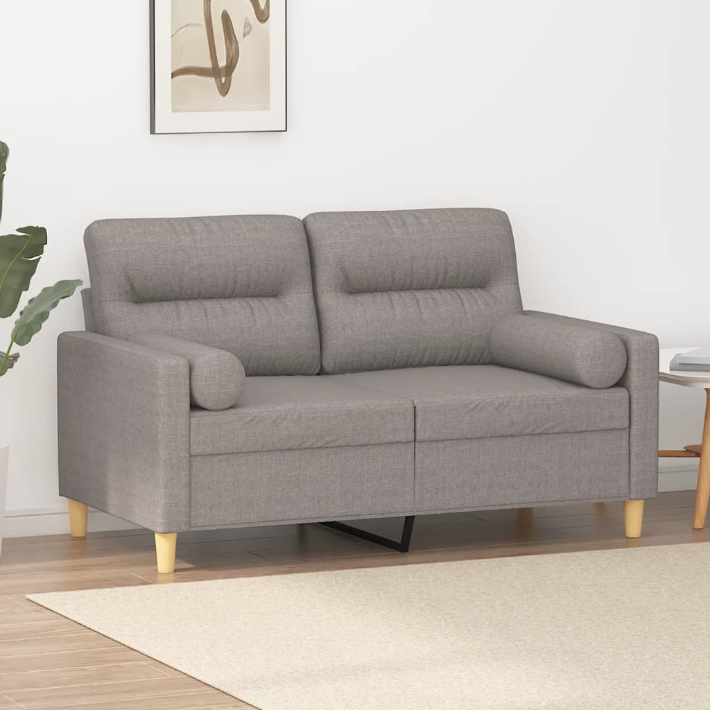 Mirex - 2-sits soffa med prydnadskuddar taupe 120 cm tyg