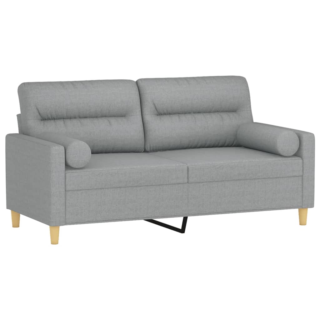 Calerio - 2-sits soffa med prydnadskuddar ljusgrå 140 cm tyg