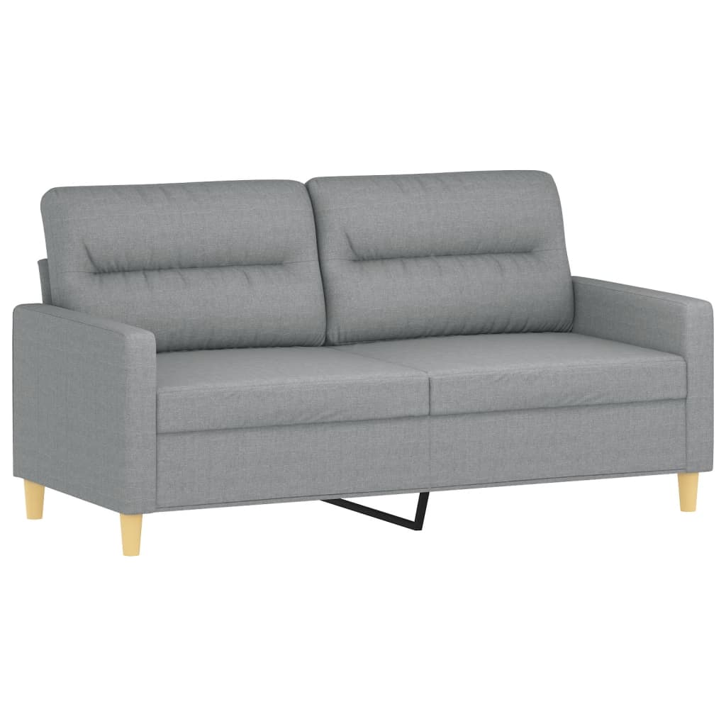 Calerio - 2-sits soffa med prydnadskuddar ljusgrå 140 cm tyg