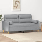Calerio - 2-sits soffa med prydnadskuddar ljusgrå 140 cm tyg