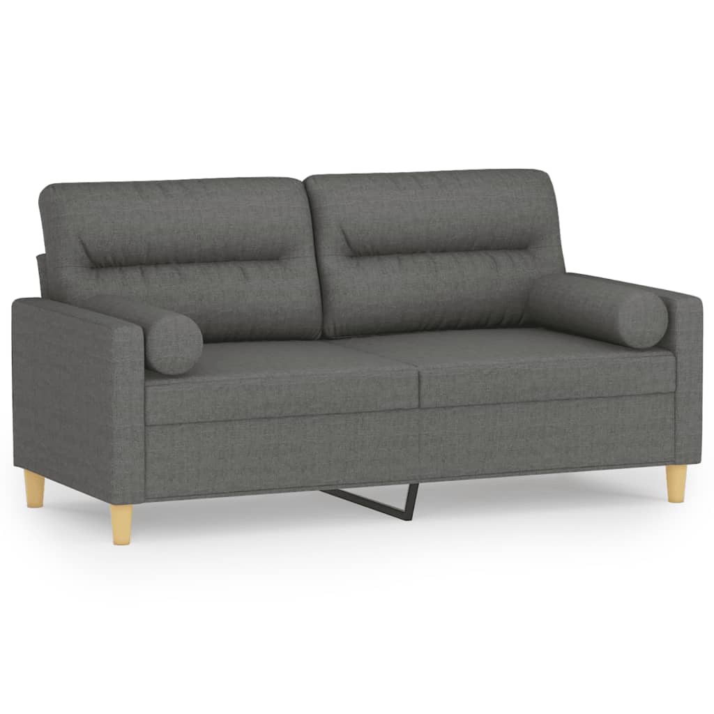 Morvani - 2-sits soffa med prydnadskuddar mörkgrå 140 cm tyg
