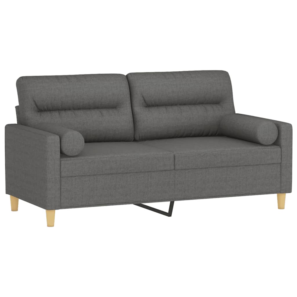 Morvani - 2-sits soffa med prydnadskuddar mörkgrå 140 cm tyg
