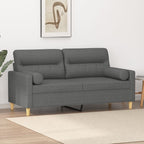 Morvani - 2-sits soffa med prydnadskuddar mörkgrå 140 cm tyg