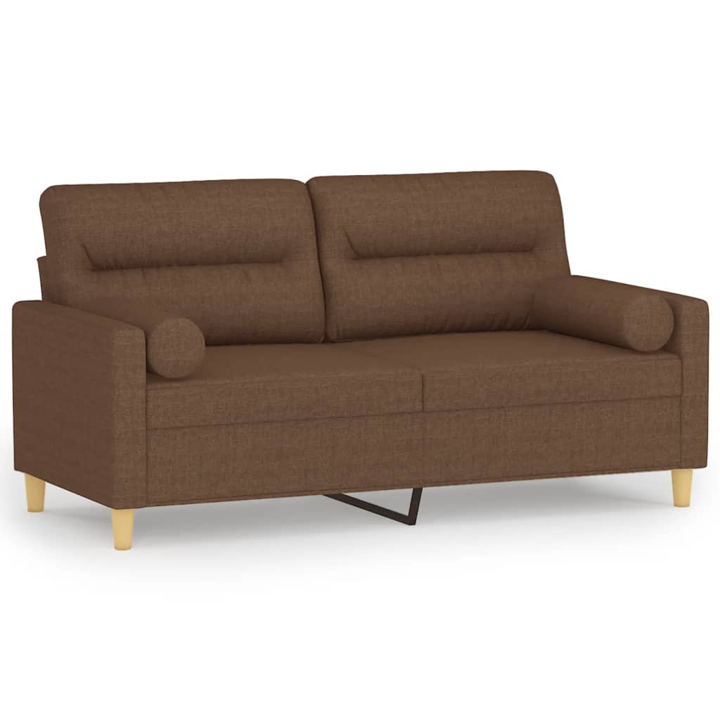Valoni - 2-sits soffa med prydnadskuddar brun 140 cm tyg