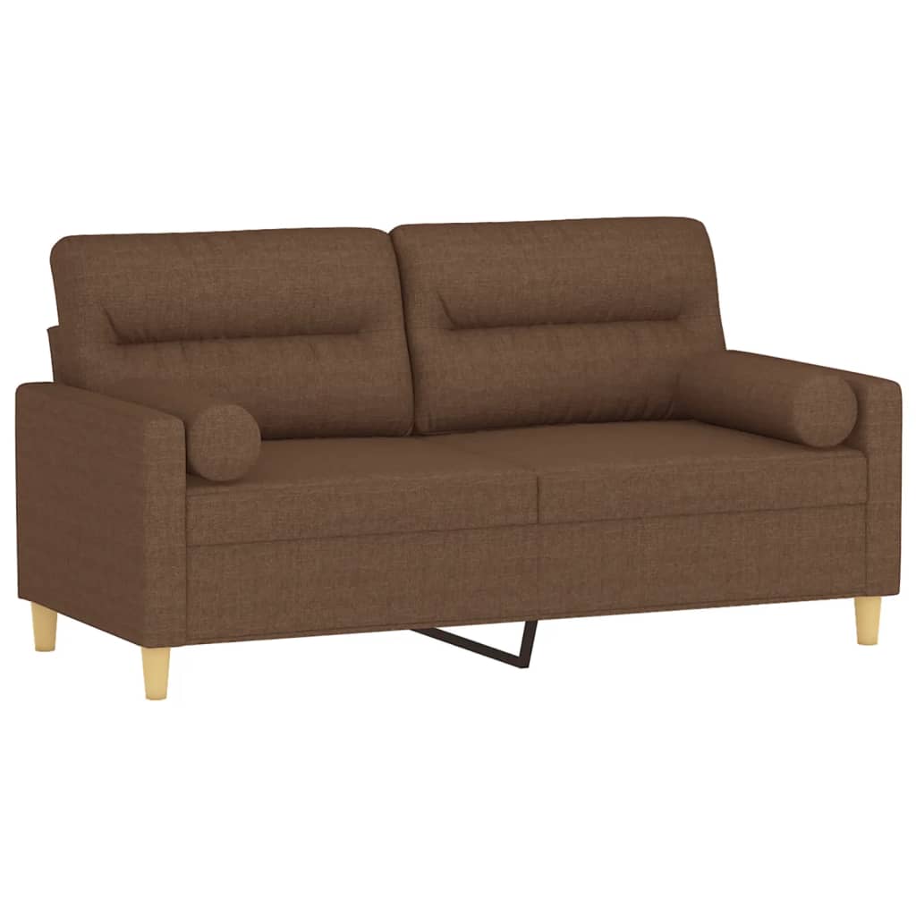 Valoni - 2-sits soffa med prydnadskuddar brun 140 cm tyg