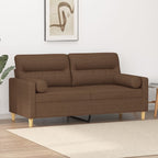 Valoni - 2-sits soffa med prydnadskuddar brun 140 cm tyg