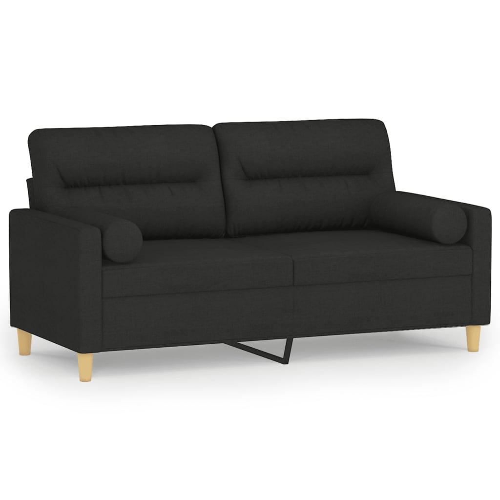Ravion - 2-sits soffa med prydnadskuddar svart 140 cm tyg