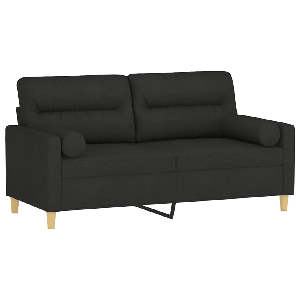 Ravion - 2-sits soffa med prydnadskuddar svart 140 cm tyg