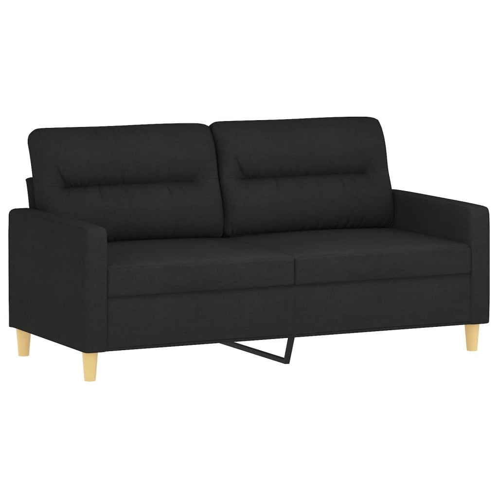 Ravion - 2-sits soffa med prydnadskuddar svart 140 cm tyg