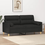 Ravion - 2-sits soffa med prydnadskuddar svart 140 cm tyg