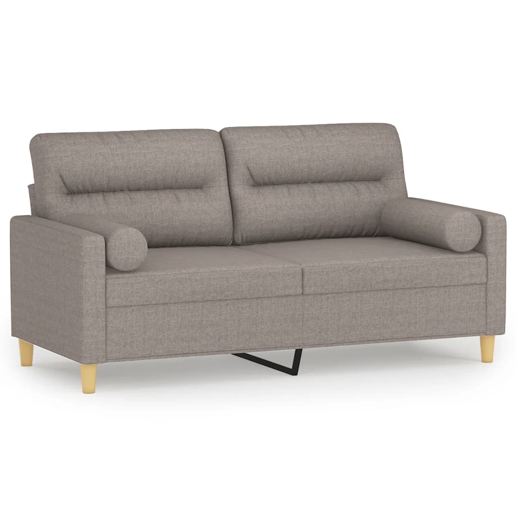 Mirveto - 2-sits soffa med prydnadskuddar taupe 140 cm tyg