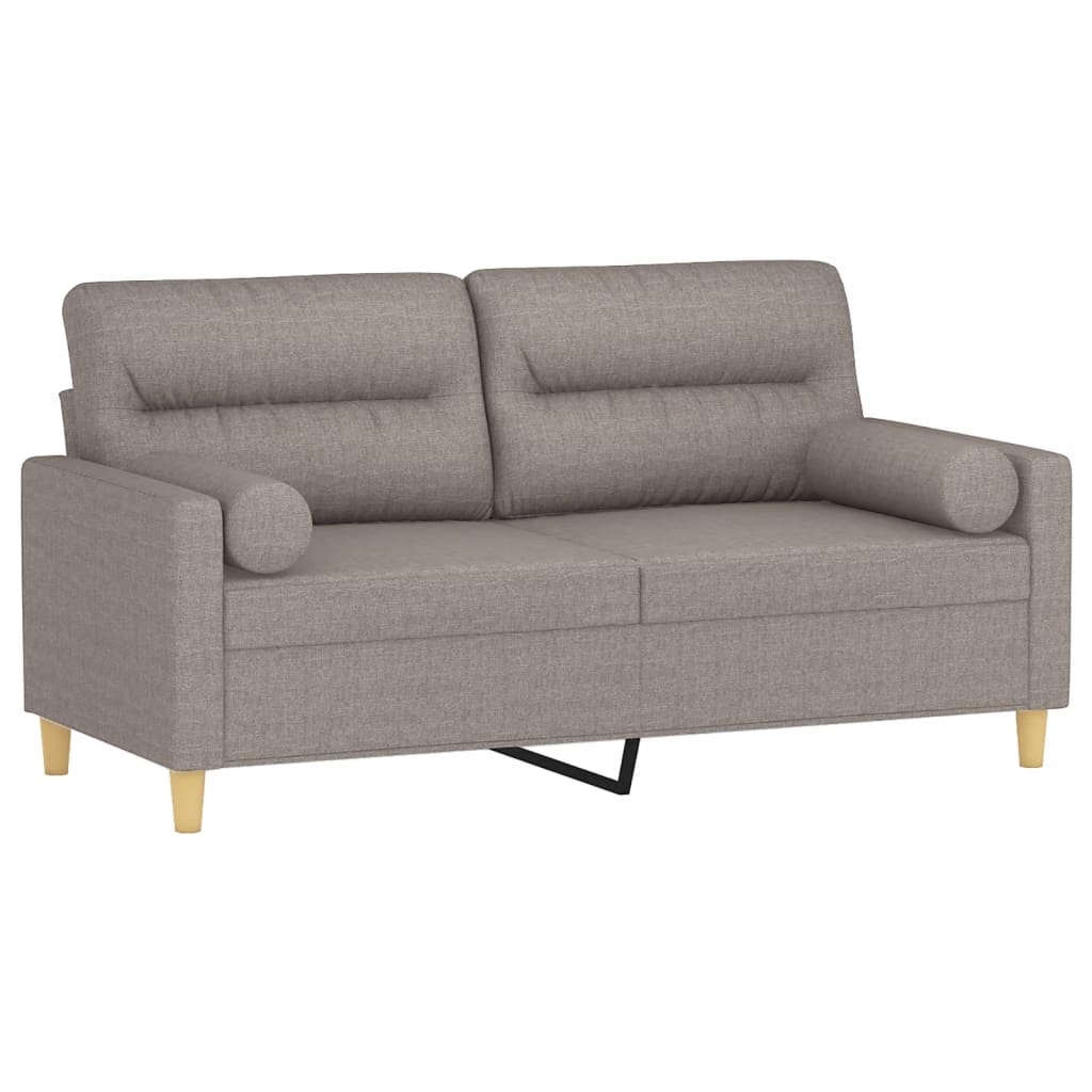 Mirveto - 2-sits soffa med prydnadskuddar taupe 140 cm tyg