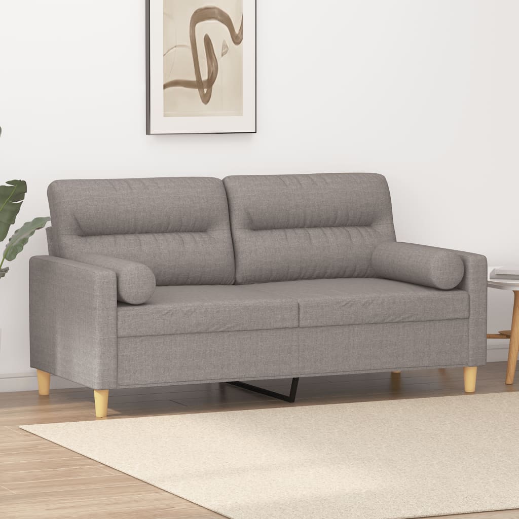 Mirveto - 2-sits soffa med prydnadskuddar taupe 140 cm tyg
