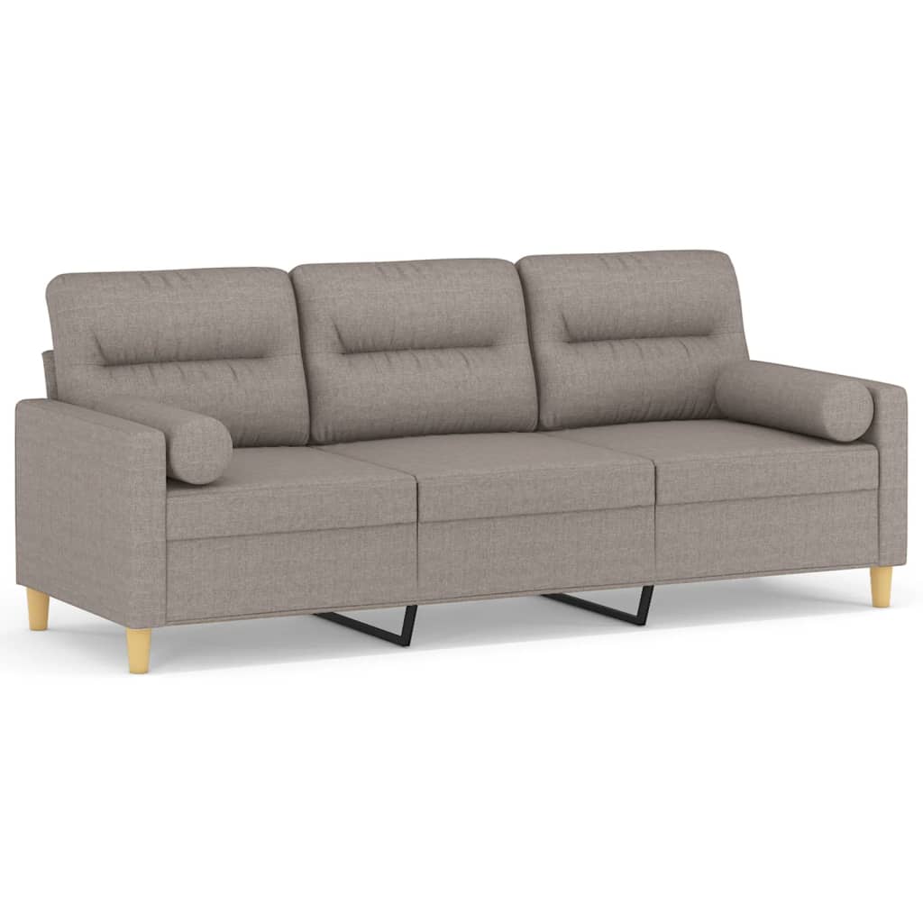Belaro - 3-sitssoffa med prydnadskuddar taupe 180 cm tyg