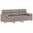 Belaro - 3-sitssoffa med prydnadskuddar taupe 180 cm tyg