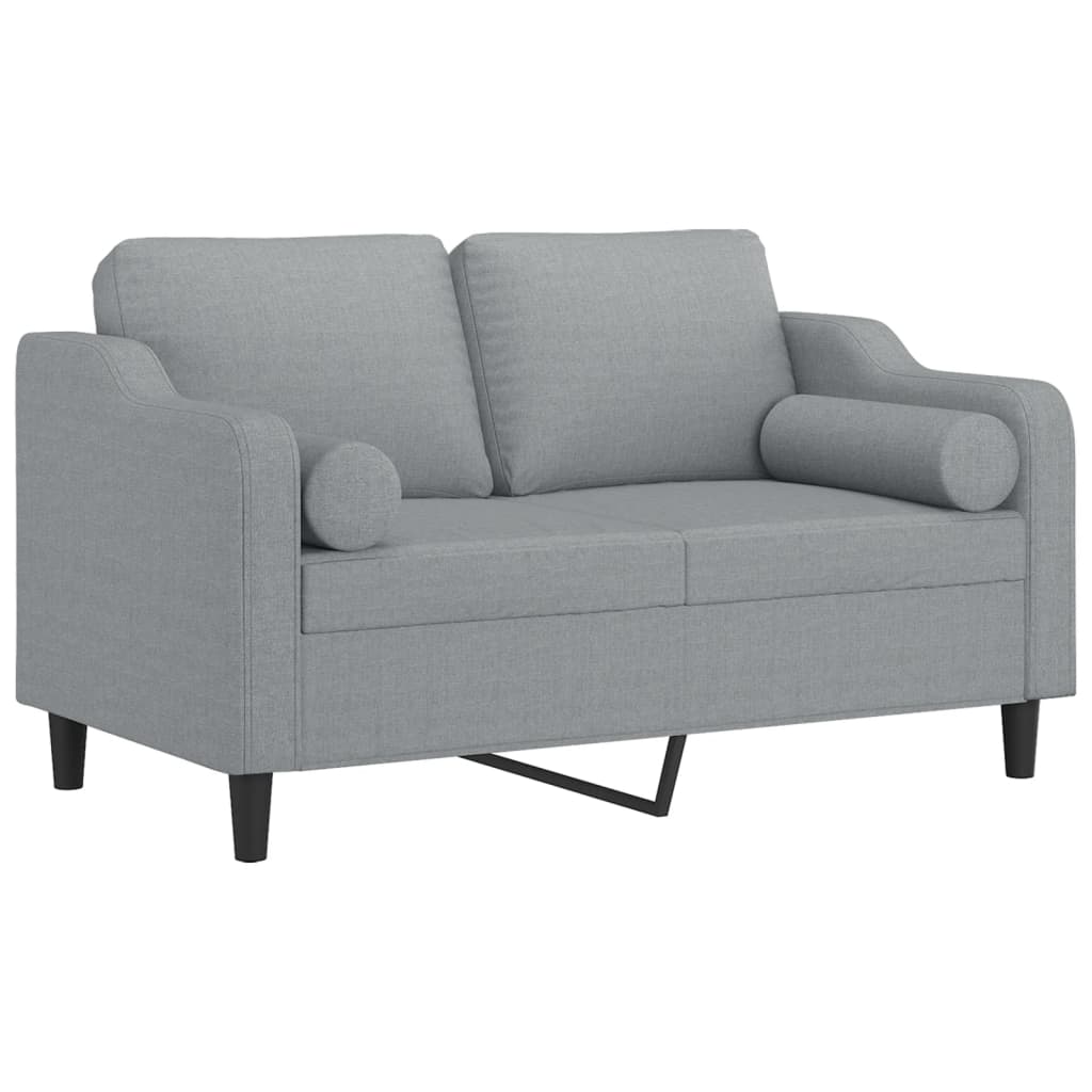 Selaro - 2-sits soffa med prydnadskuddar ljusgrå 120 cm tyg