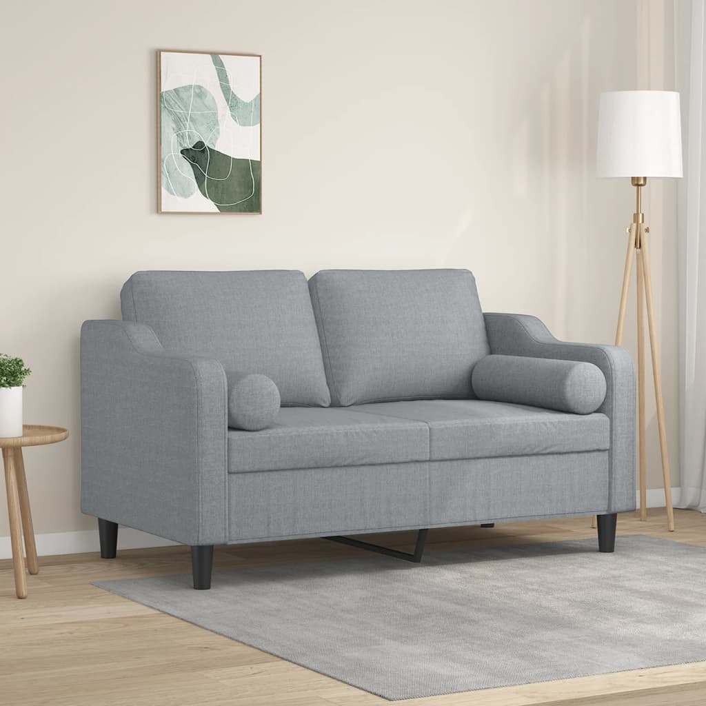 Selaro - 2-sits soffa med prydnadskuddar ljusgrå 120 cm tyg