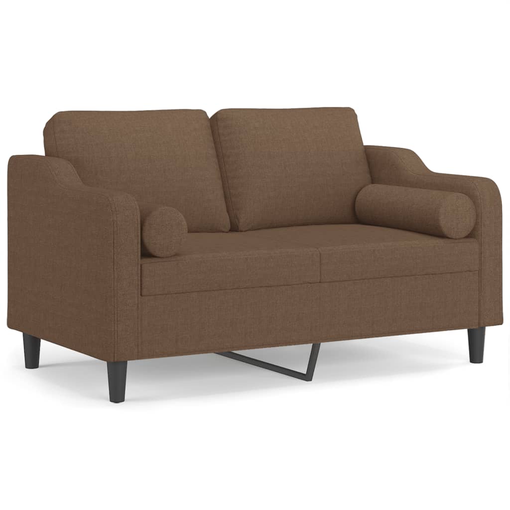 Qessari - 2-sits soffa med prydnadskuddar brun 120 cm tyg