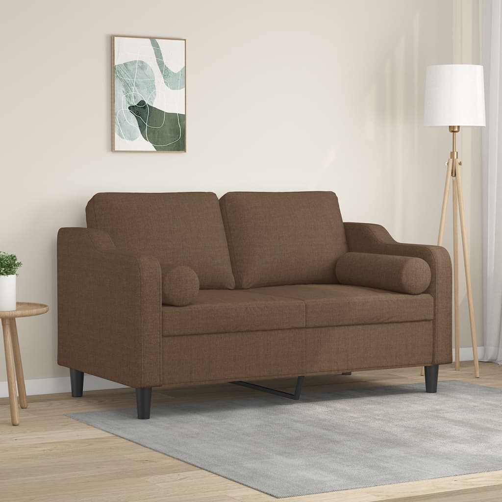 Qessari - 2-sits soffa med prydnadskuddar brun 120 cm tyg