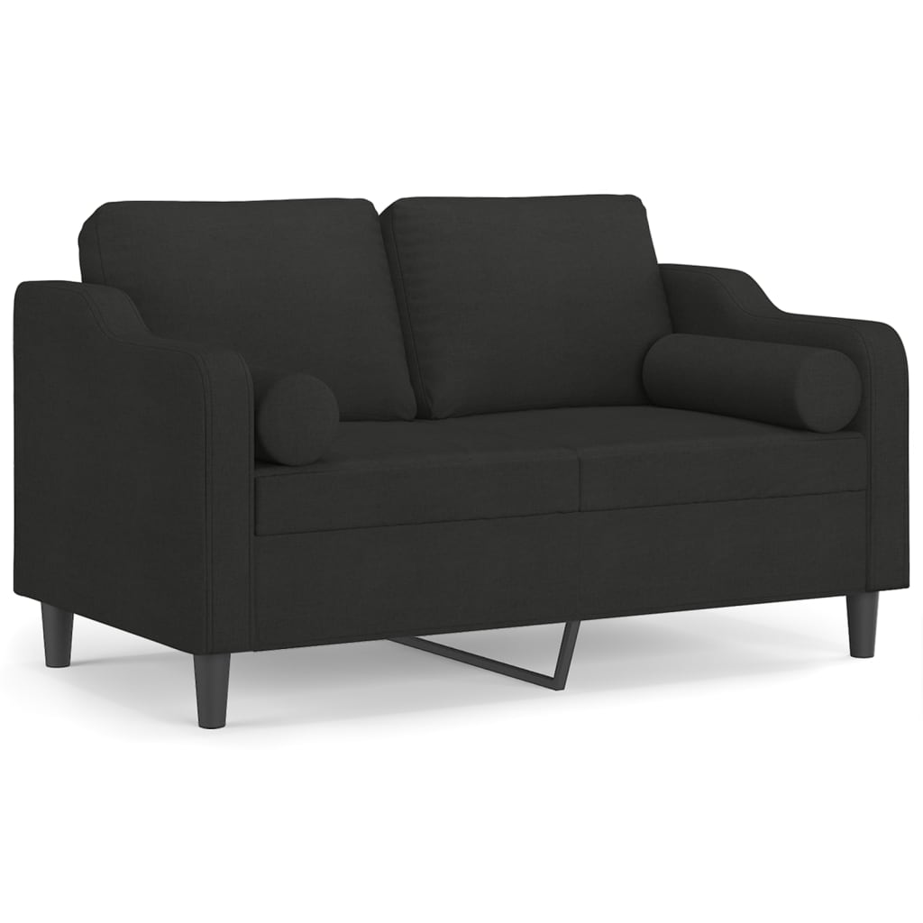 Galisto - 2-sits soffa med prydnadskuddar svart 120 cm tyg