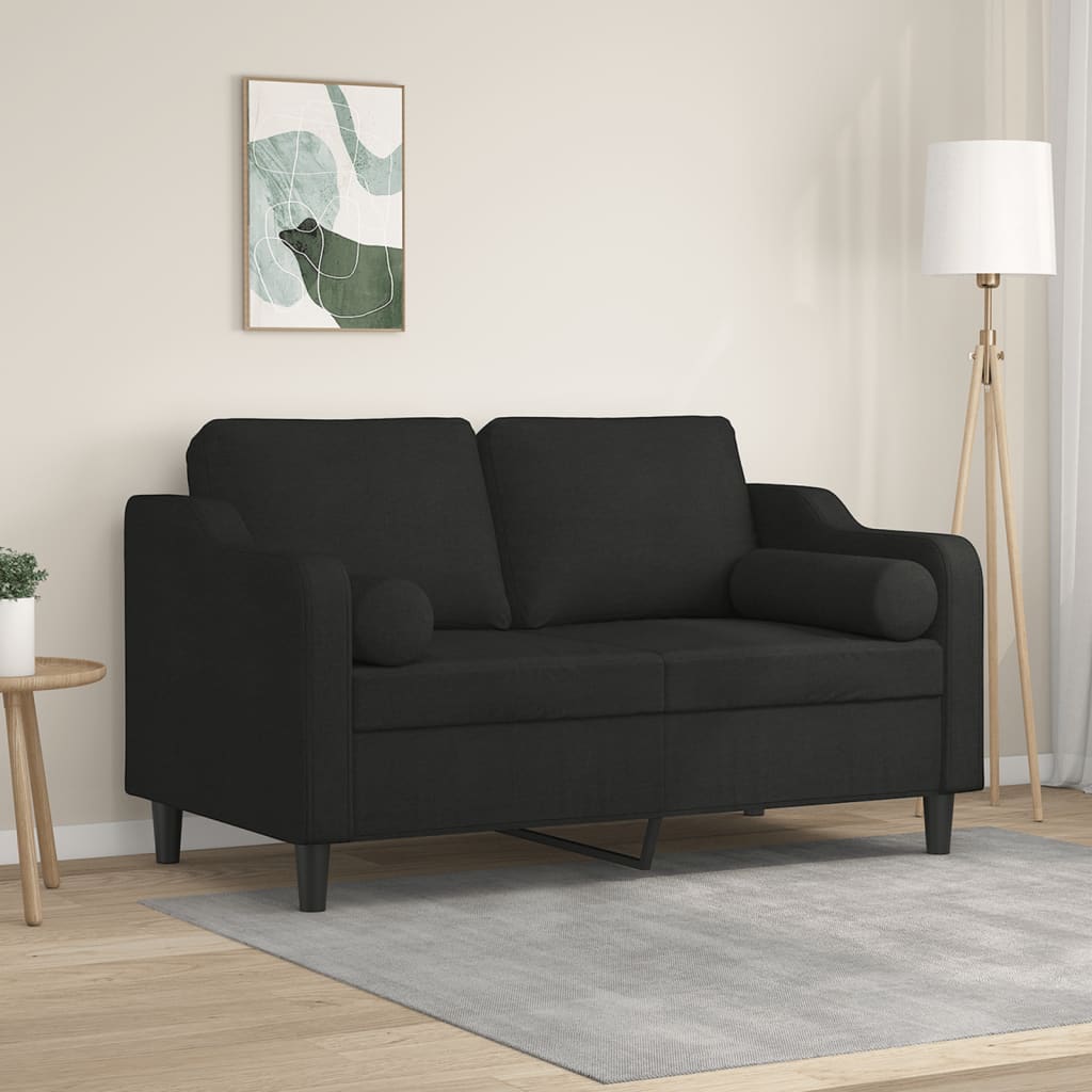 Galisto - 2-sits soffa med prydnadskuddar svart 120 cm tyg