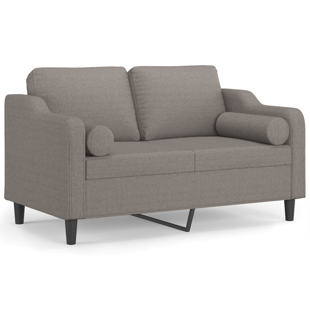 Selvion - 2-sits soffa med prydnadskuddar taupe 120 cm tyg