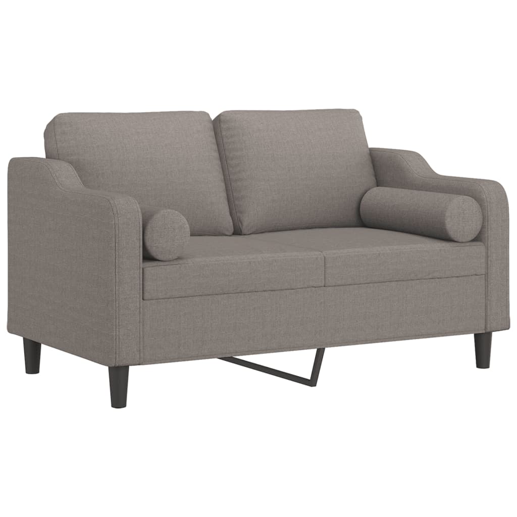 Selvion - 2-sits soffa med prydnadskuddar taupe 120 cm tyg