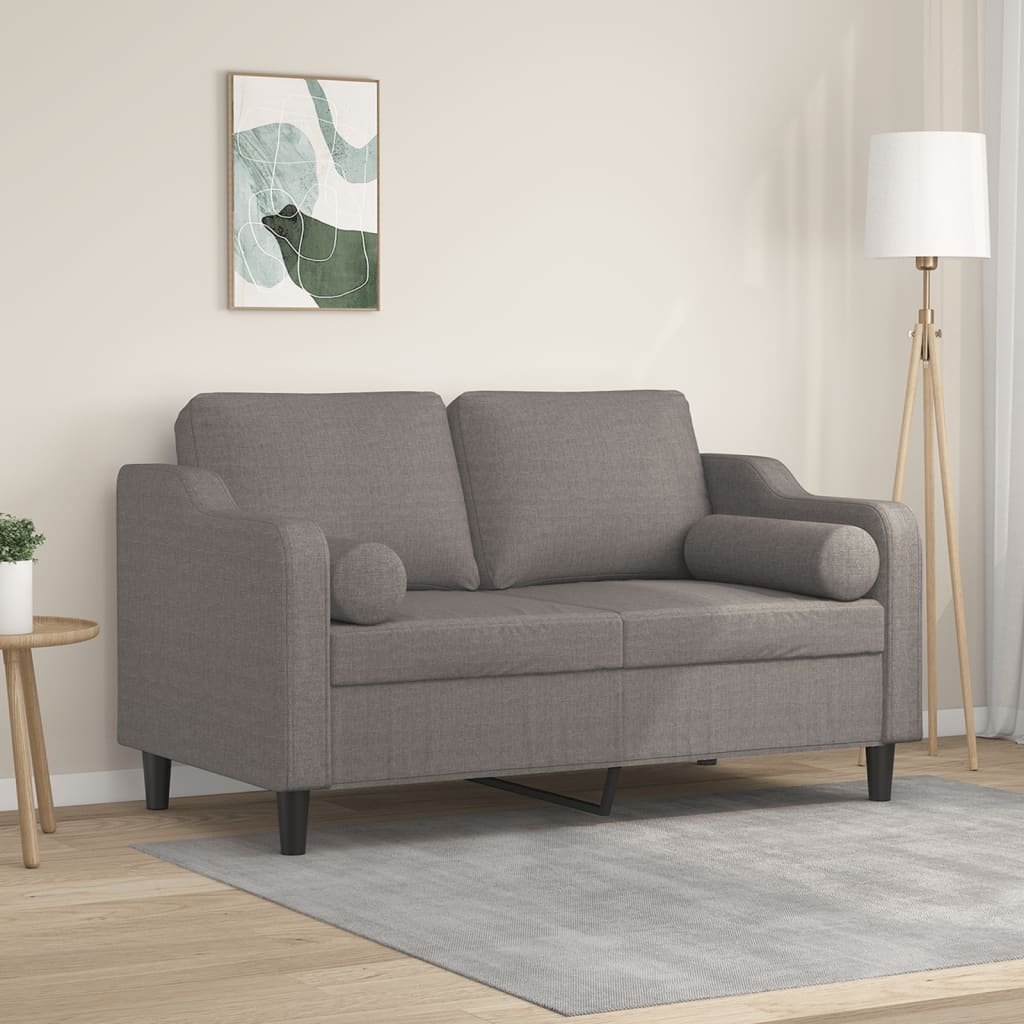 Selvion - 2-sits soffa med prydnadskuddar taupe 120 cm tyg