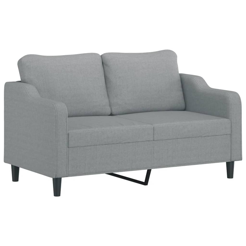 2-sits soffa med prydnadskuddar ljusgrå 140 cm tyg