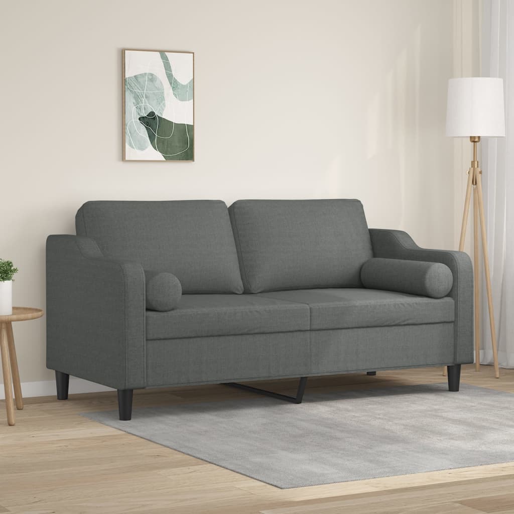 Lorist - 2-sits soffa med prydnadskuddar mörkgrå 140 cm tyg