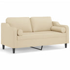 Fenari - 2-sits soffa med prydnadskuddar gräddvit 140 cm tyg