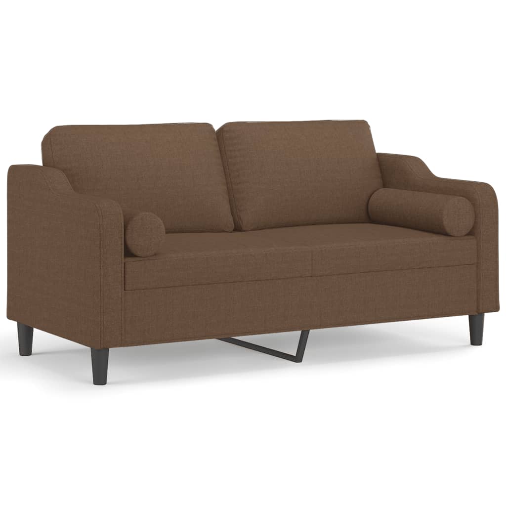 Milvero - 2-sits soffa med prydnadskuddar brun 140 cm tyg