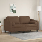 Milvero - 2-sits soffa med prydnadskuddar brun 140 cm tyg