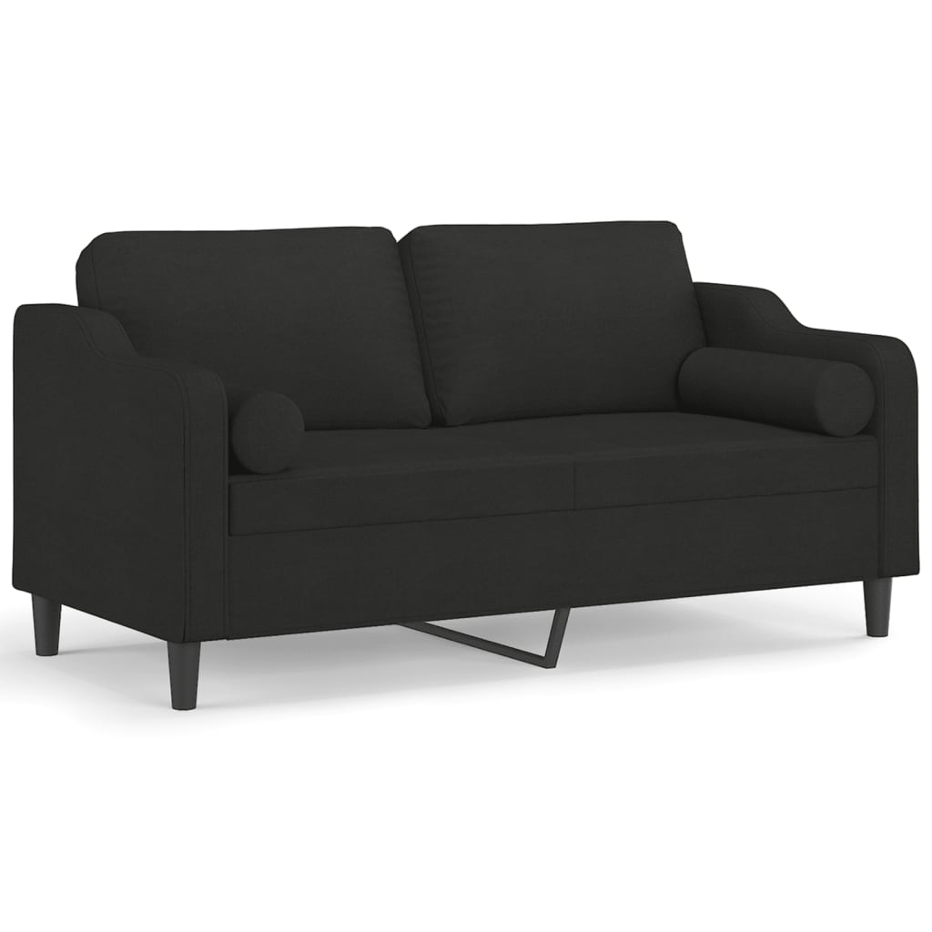 Norivo - 2-sits soffa med prydnadskuddar svart 140 cm tyg