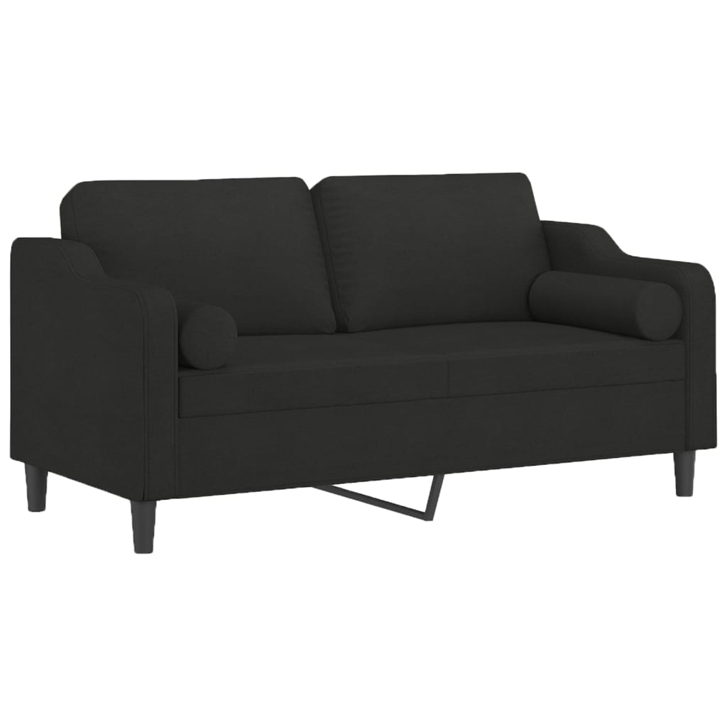 Norivo - 2-sits soffa med prydnadskuddar svart 140 cm tyg