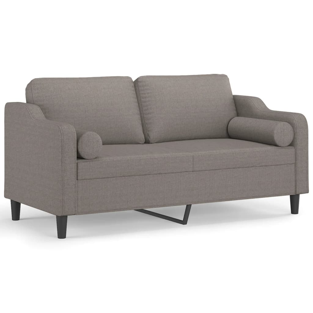 Kelano - 2-sits soffa med prydnadskuddar taupe 140 cm tyg