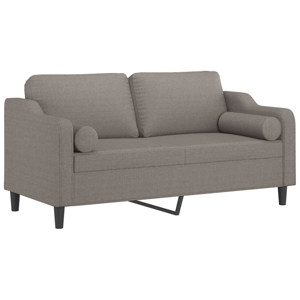 Kelano - 2-sits soffa med prydnadskuddar taupe 140 cm tyg