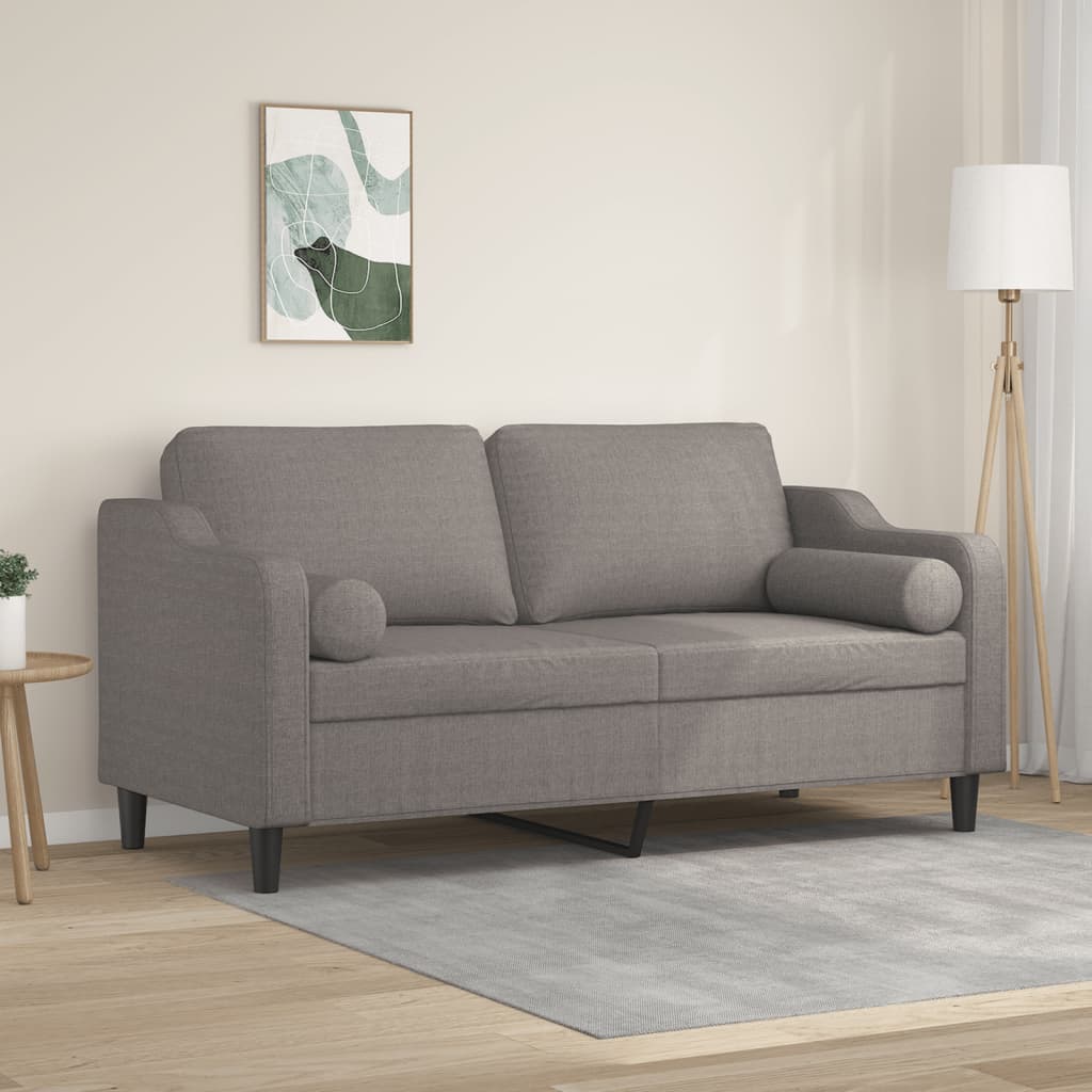 Kelano - 2-sits soffa med prydnadskuddar taupe 140 cm tyg