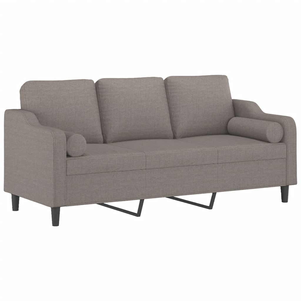 Helaro - 3-sitssoffa med prydnadskuddar taupe 180 cm tyg