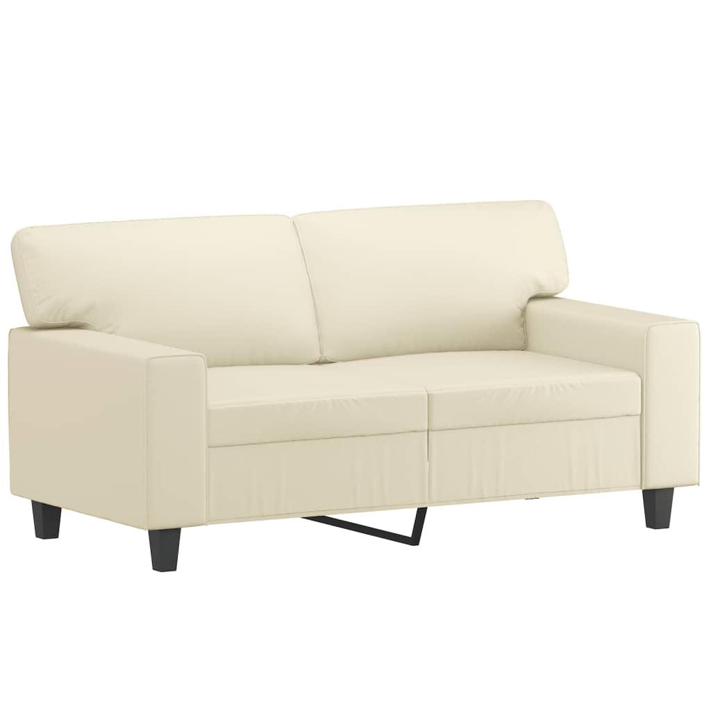 Trevan - 2-sits soffa med prydnadskuddar gräddvit 120 cm konstläder