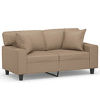 Moralis - 2-sits soffa med prydnadskuddar cappuccino 120 cm konstläder