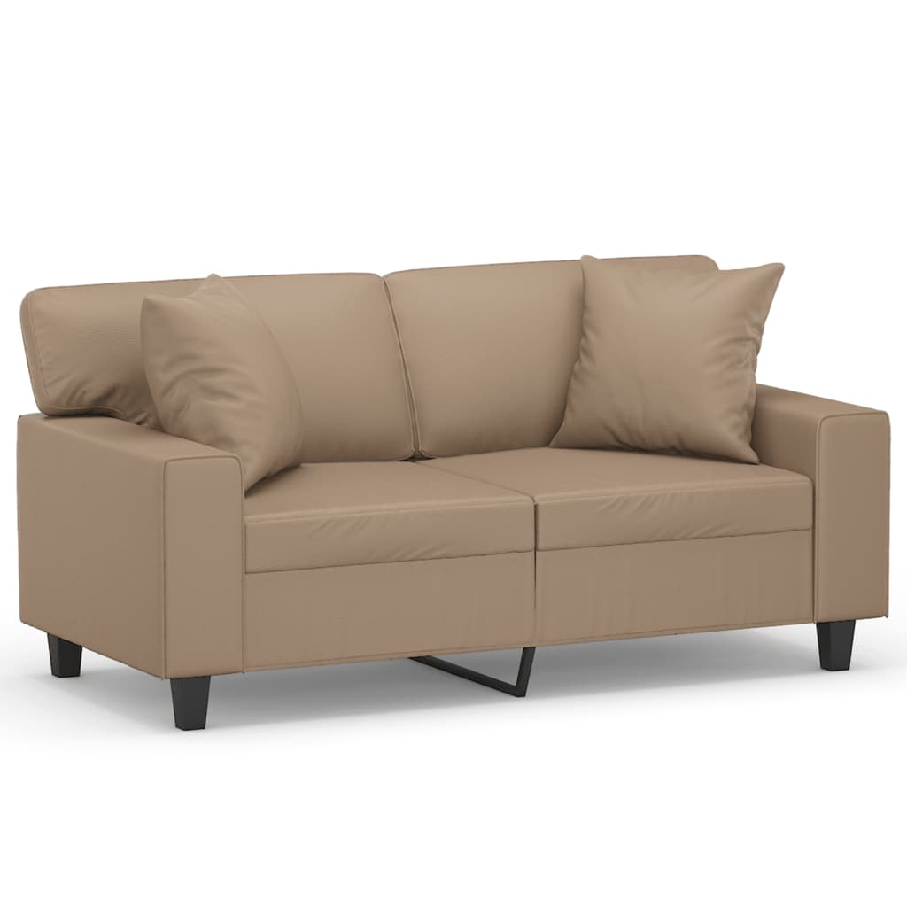 Moralis - 2-sits soffa med prydnadskuddar cappuccino 120 cm konstläder
