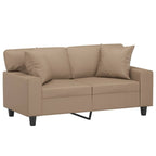 Moralis - 2-sits soffa med prydnadskuddar cappuccino 120 cm konstläder