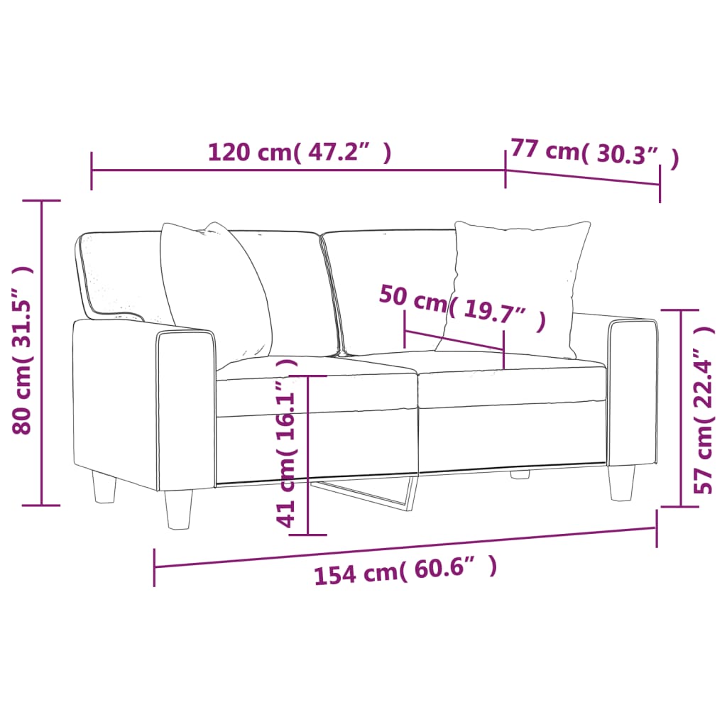 Moralis - 2-sits soffa med prydnadskuddar cappuccino 120 cm konstläder