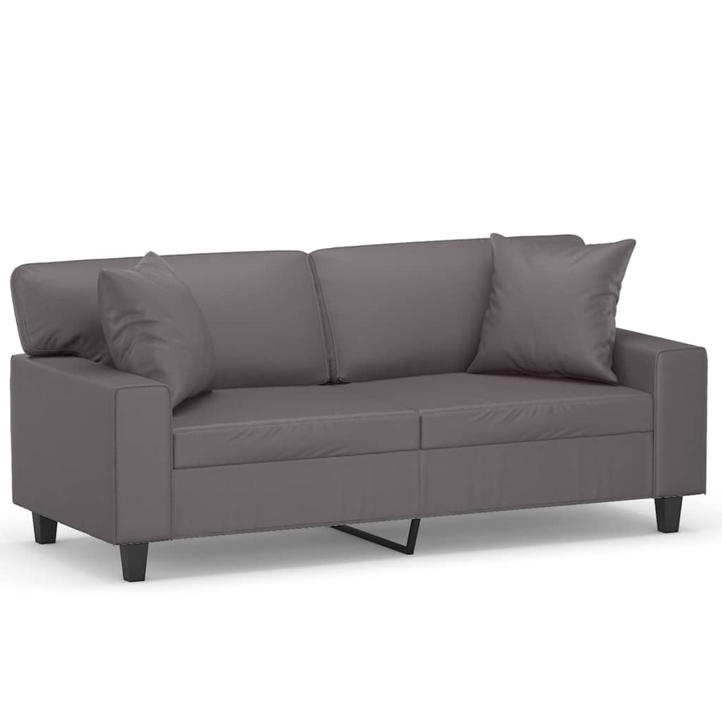 Corveto - 2-sits soffa med prydnadskuddar grå 140 cm konstläder