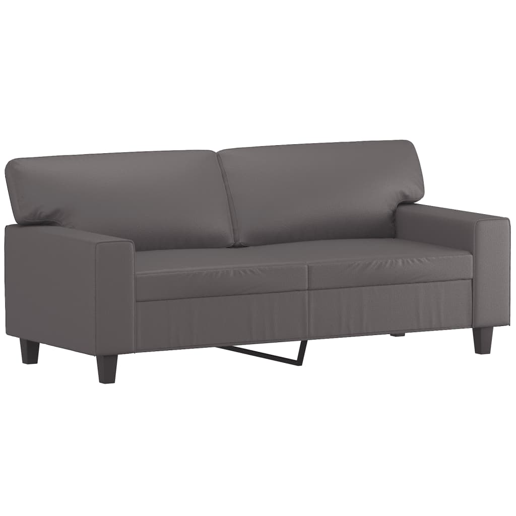 Corveto - 2-sits soffa med prydnadskuddar grå 140 cm konstläder