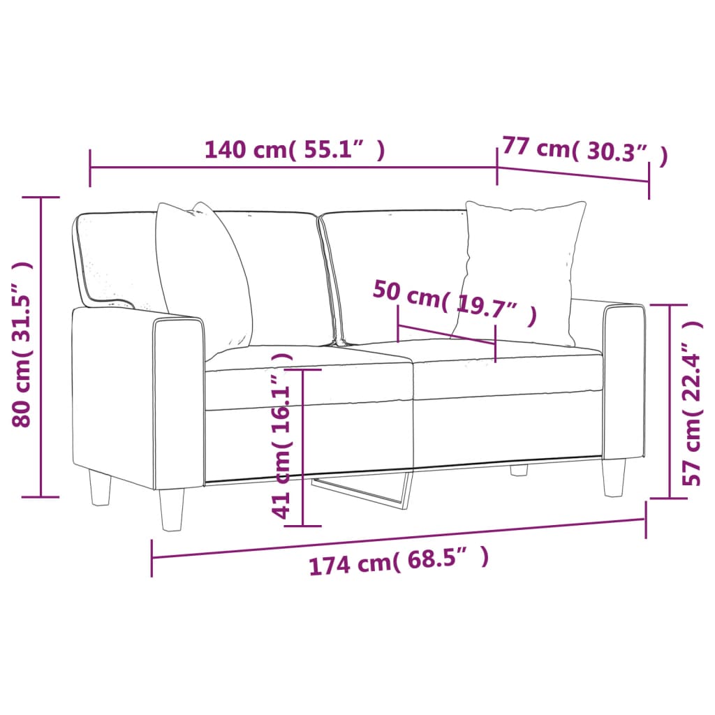 Valmio - 2-sits soffa med prydnadskuddar vinröd 140 cm konstläder