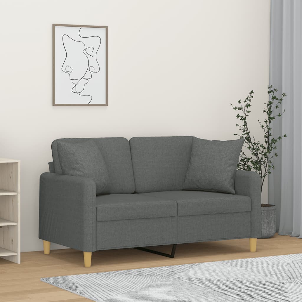 Lamino - 2-sits soffa med prydnadskuddar mörkgrå 120 cm tyg