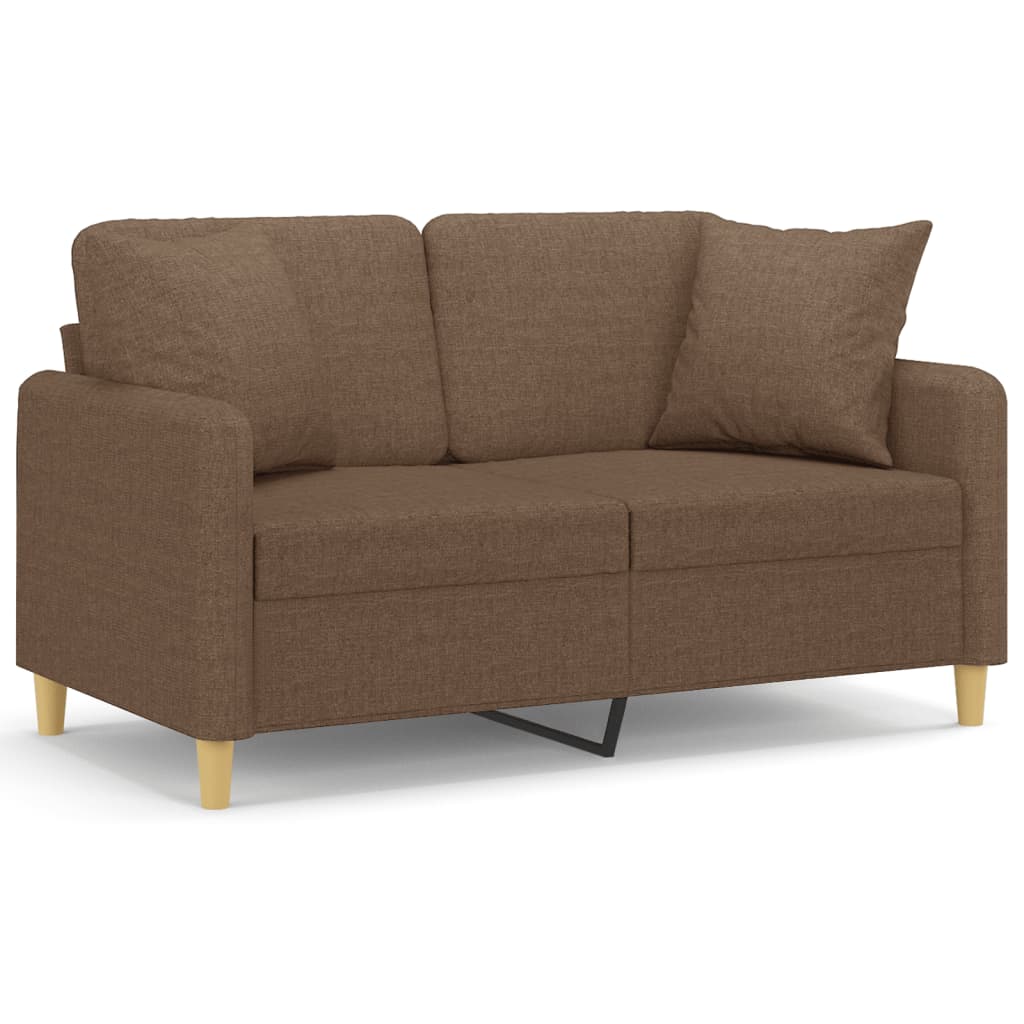 Talari - 2-sits soffa med prydnadskuddar brun 120 cm tyg
